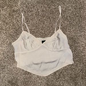 Lace silk cropped tank